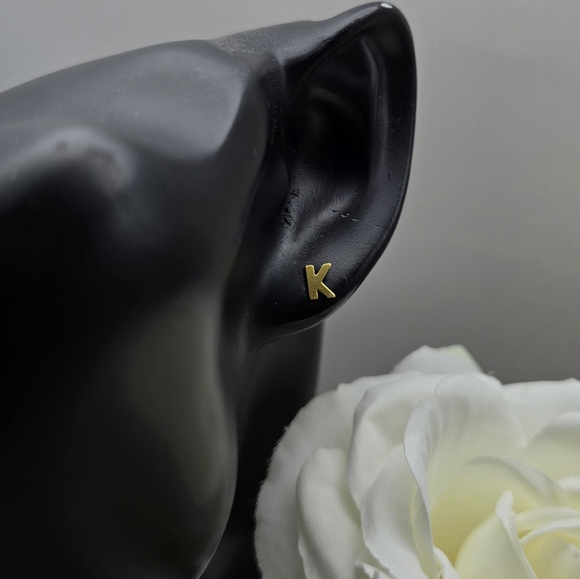 DAINTY INITIAL GOLDEN STERLING SILVER STUDS - Picture 15 of 16